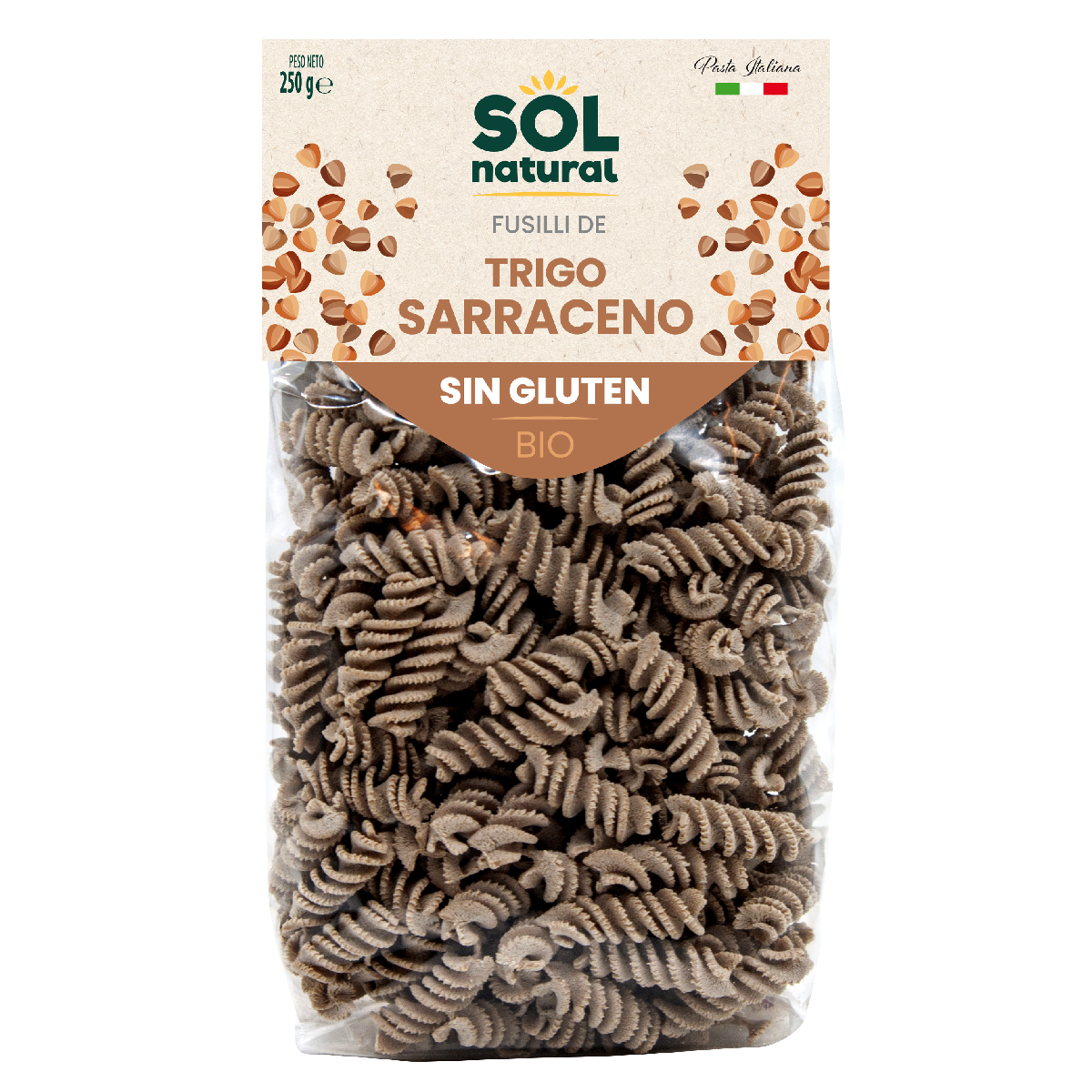 Fusilli de trigo sarraceno sem glúten Bio Sol Natural 250 g