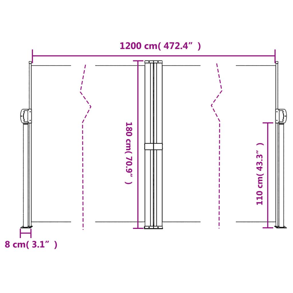 Vidaxl Toldo Lateral Retráctil Gris Taupe 180x1200 Cm_2