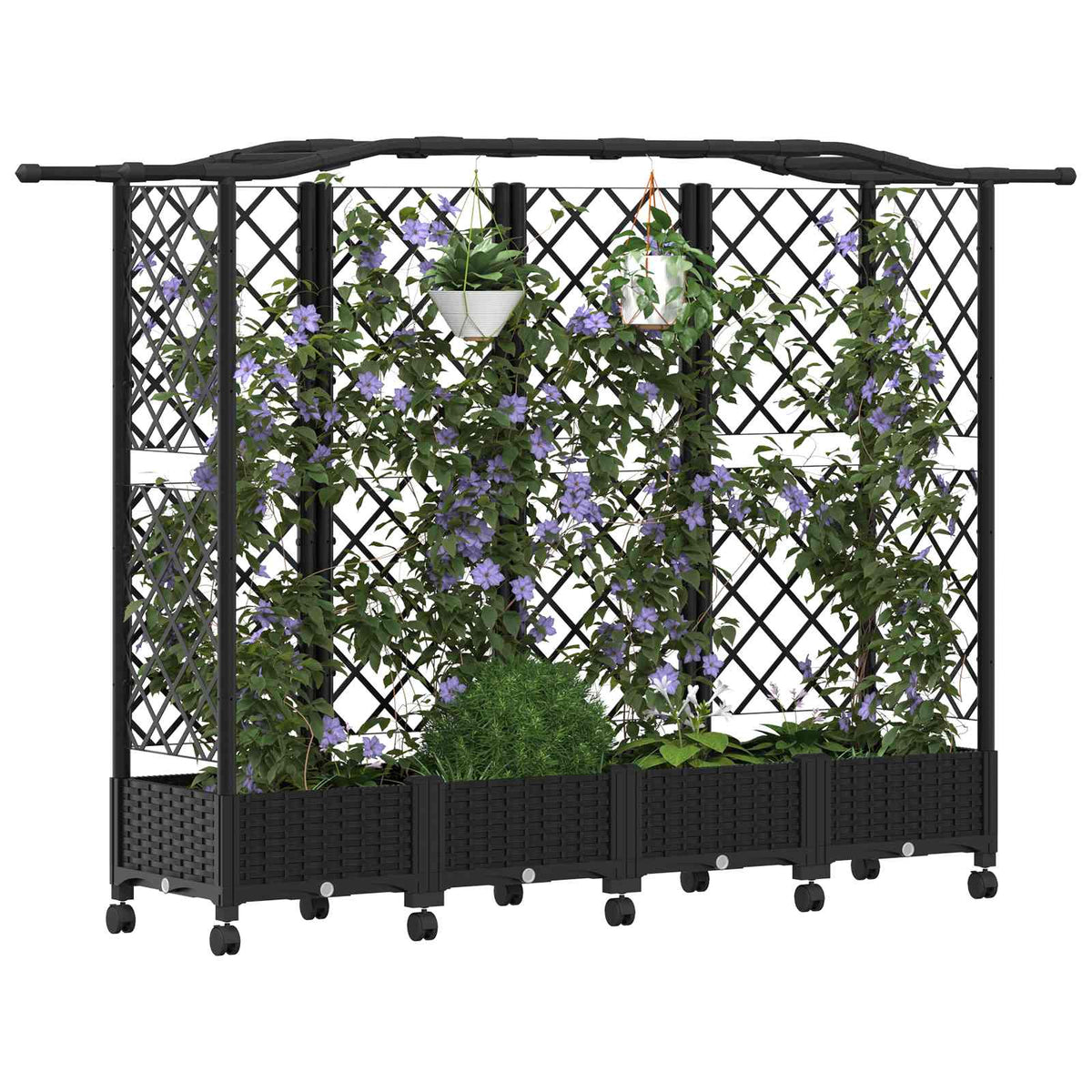Cama Elevada Con Trellis Y Techo Negro 203,5 X 40 X 129 Cm Pp_2