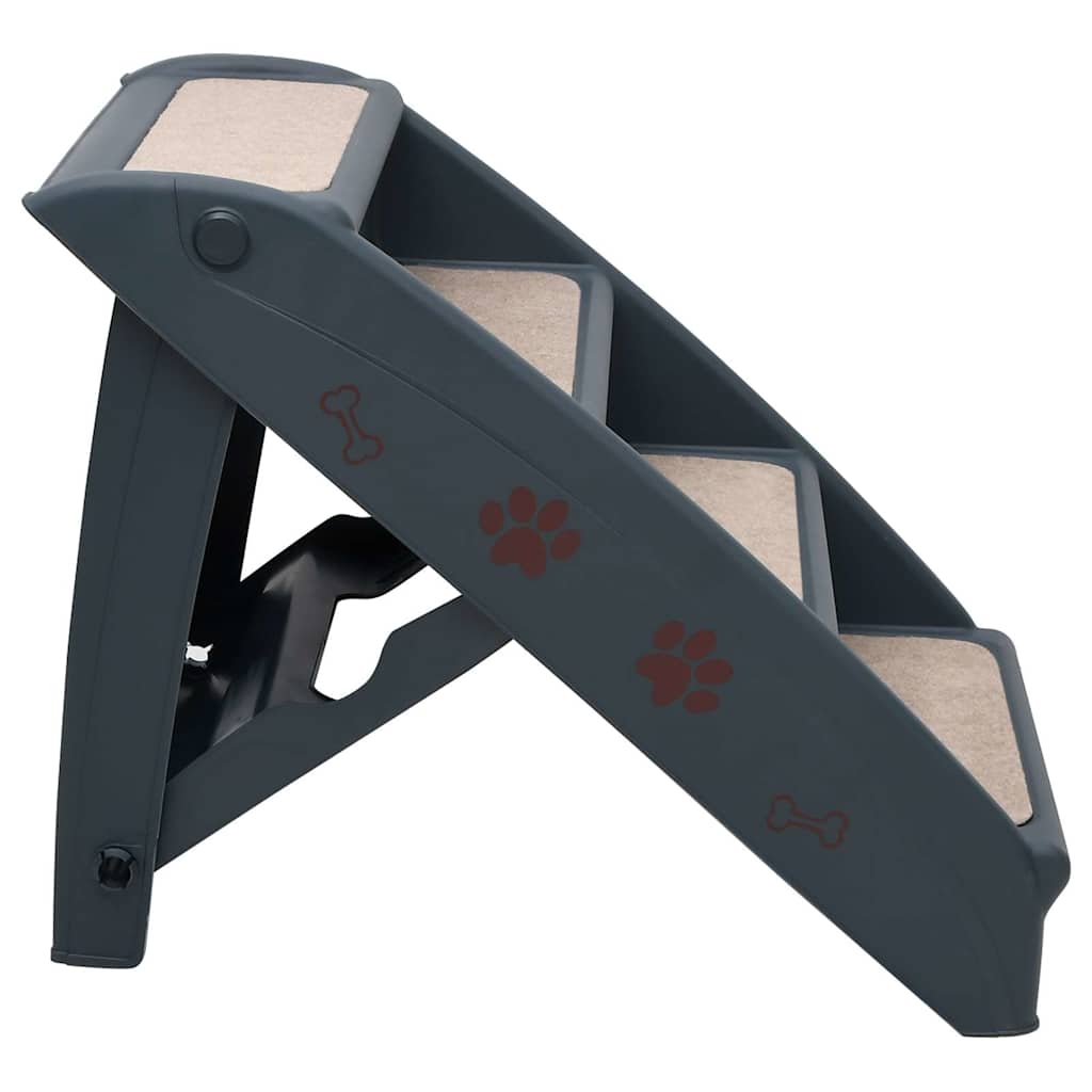 Escalera Para Perros Plegable De 4 Peldaños Gris Oscuro_3