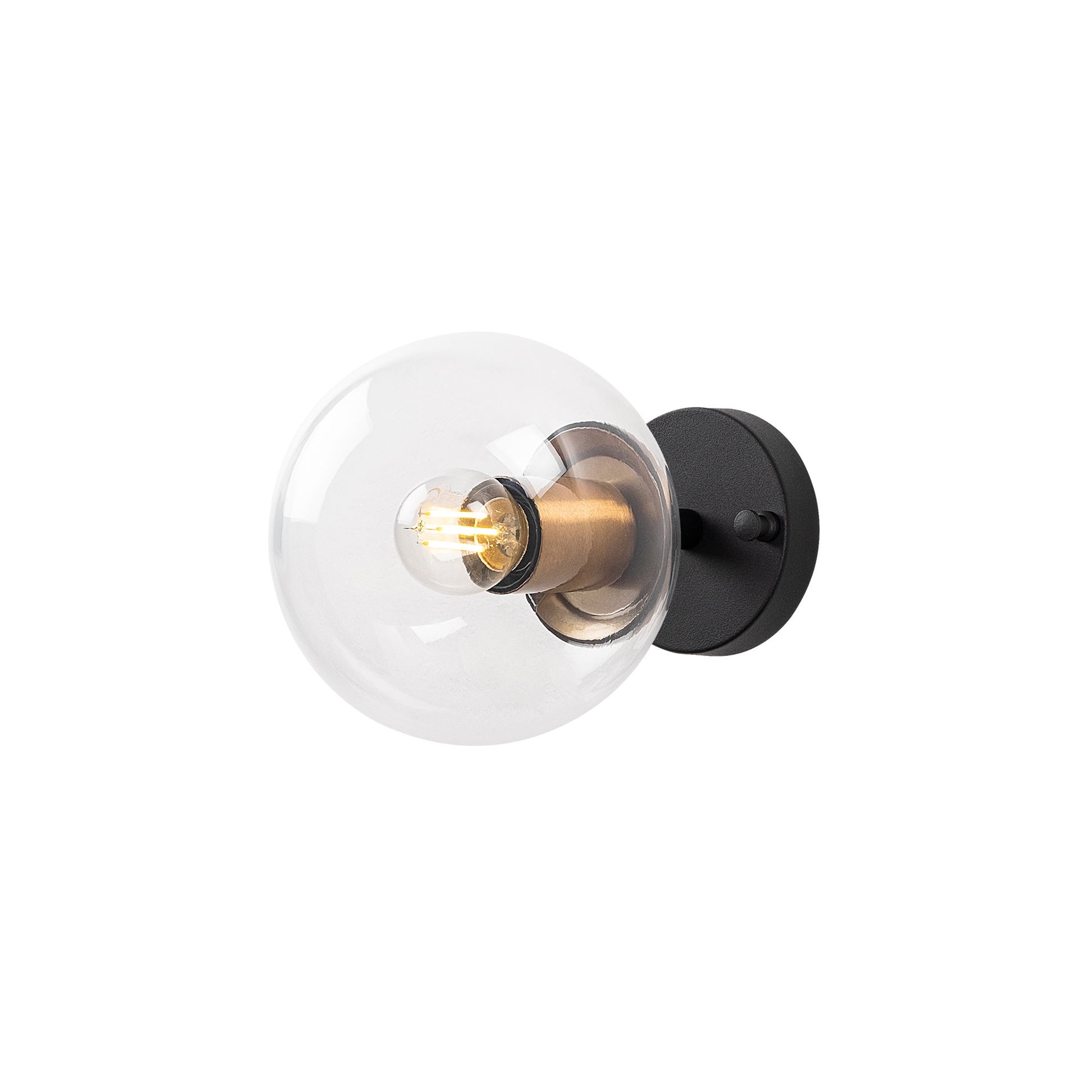 Aplique De Pared Pantalla Transparente, Metal , Negro, 15x15x24, Casquillo E14 Max 15 W_2