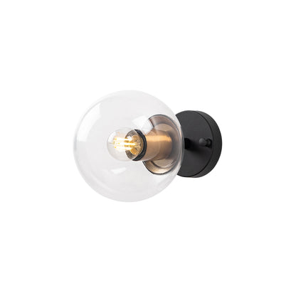 Aplique De Pared Pantalla Transparente, Metal , Negro, 15x15x24, Casquillo E14 Max 15 W_2