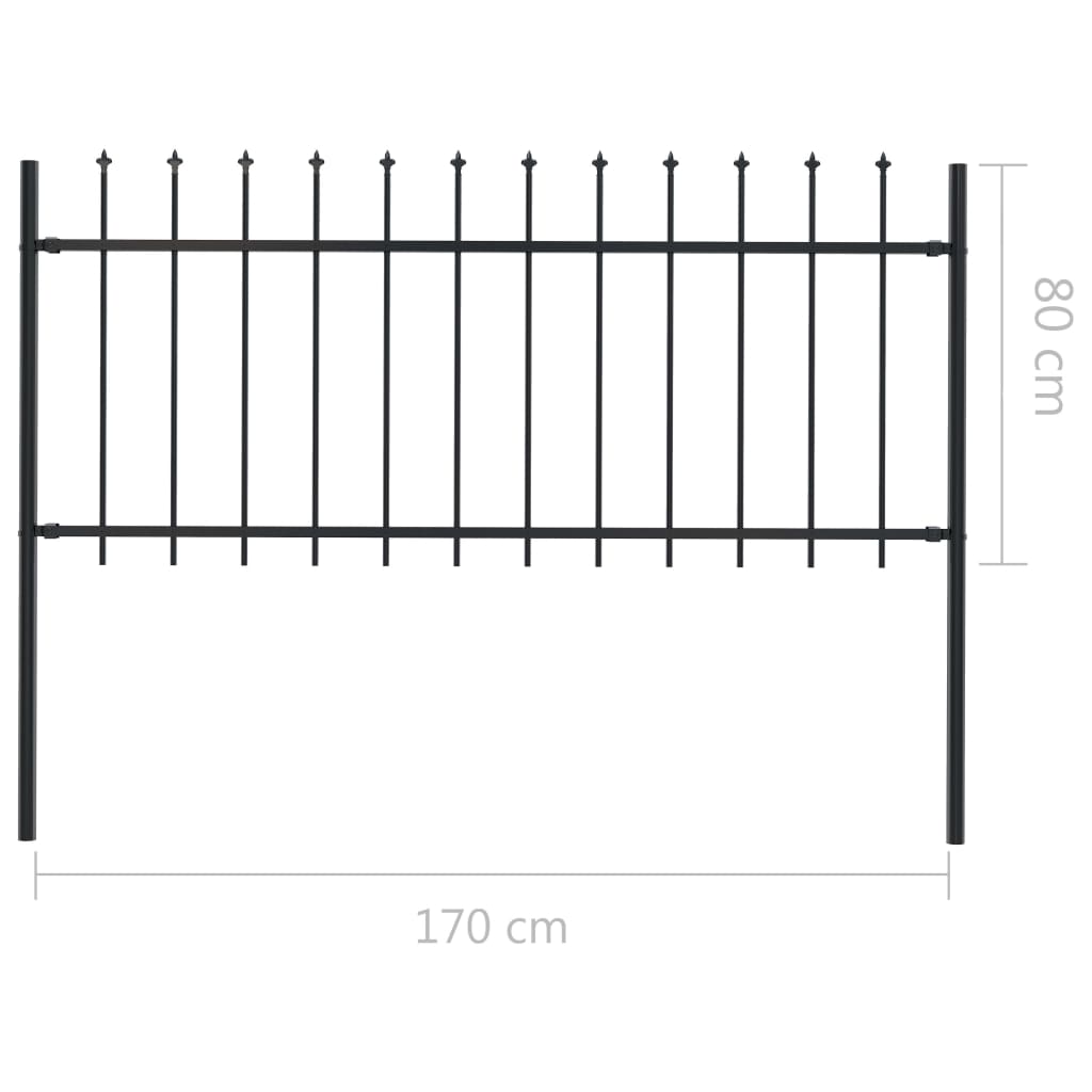 Valla De Jardín Con Puntas De Lanza Acero Negro 1,7x0,8 M / Vetonek_3