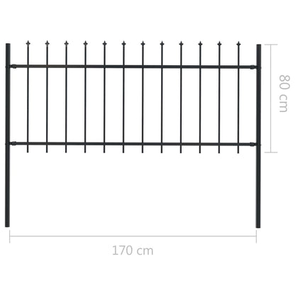Valla De Jardín Con Puntas De Lanza Acero Negro 1,7x0,8 M / Vetonek_3