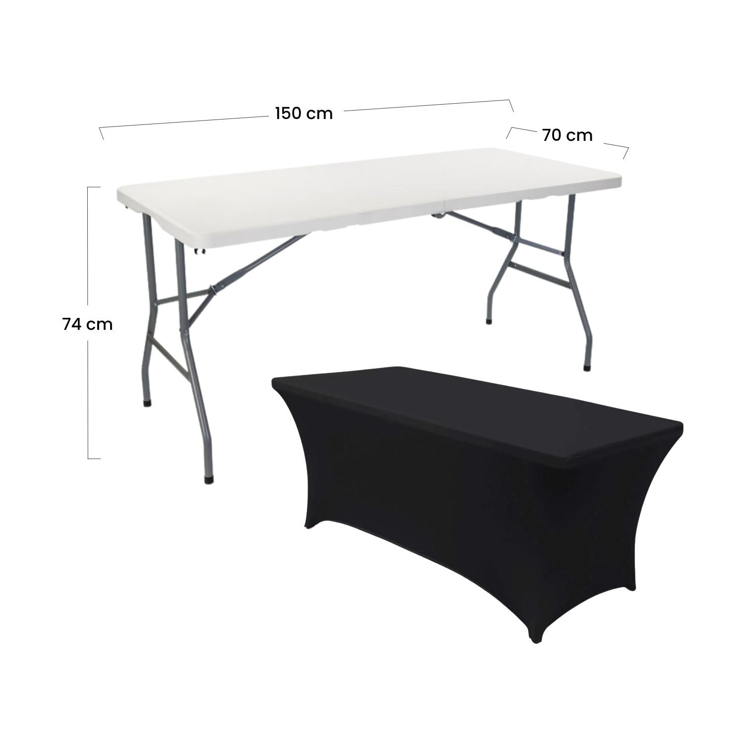 Mesa Plegable 150cm Blanca + Funda Catering 7house_3