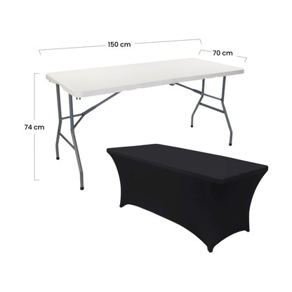 Mesa Plegable 150cm Blanca + Funda Catering 7house_3