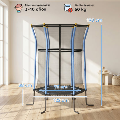 Homcom Cama Elástica Infantil De Jardín 122x111x190 Cm Carga 50 Kg Negro Y Azul_2