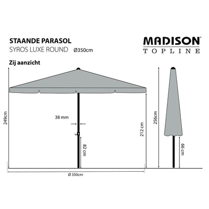 Madison Sombrilla De Jardín Redonda Syros Luxe Gris 350 Cm_2