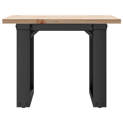 Mesa De Centro Marco O Madera Maciza Pino Y Acero 50x50x35 Cm_2