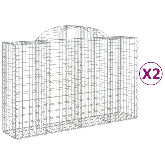 Cestas De Gaviones 2 Uds Forma De Arco Hierro 200x50x120/140 Cm_0
