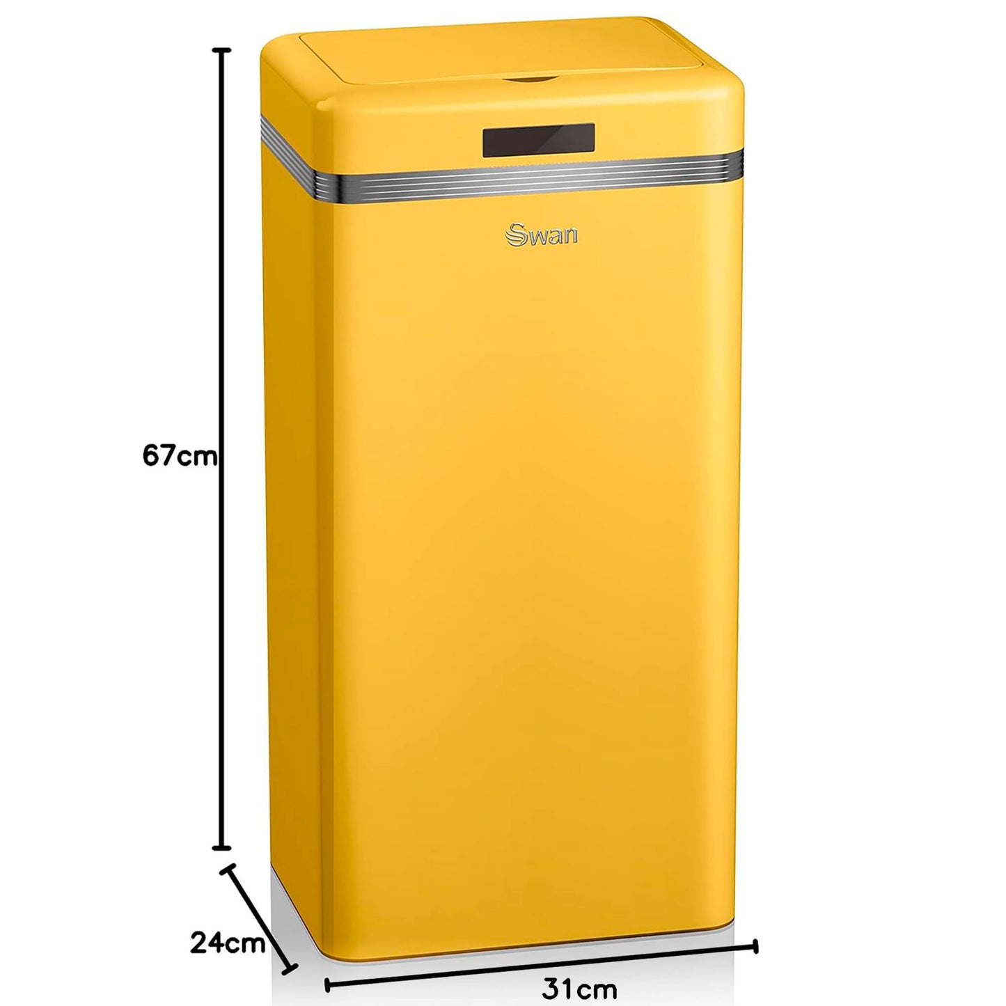 Cubo Basura Cocina Sensor De Apertura Automática, Metálico, Capacidad 45 Litros, Diseño Vintage, Swan, Swka4500yelneu, Amarillo