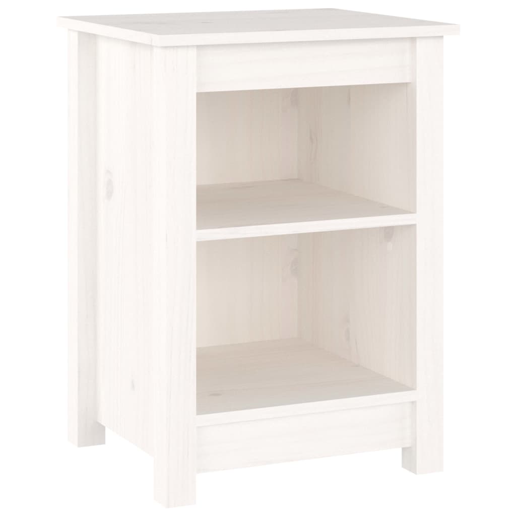 Mesitas De Noche 2 Uds Madera Maciza De Pino Blanco 40x35x55 Cm_1