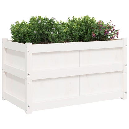 Jardinera De Madera Maciza De Pino Blanca 90x50x50 Cm_3
