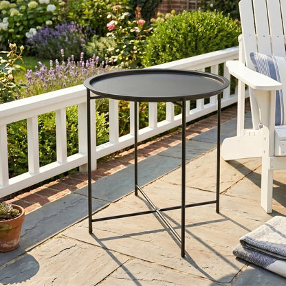Mesa Auxiliar Exterior Outsunny Acero Negro 46x46x50 Cm_1