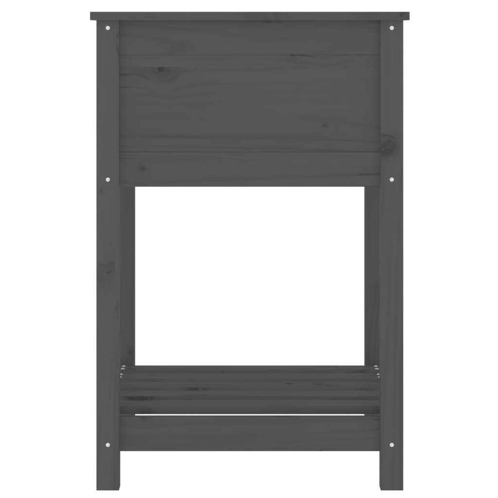 Jardinera Con Estante Madera Maciza De Pino Gris 54x34,5x81 Cm_5