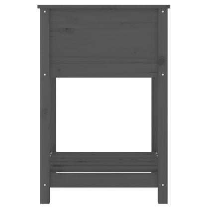 Jardinera Con Estante Madera Maciza De Pino Gris 54x34,5x81 Cm_5