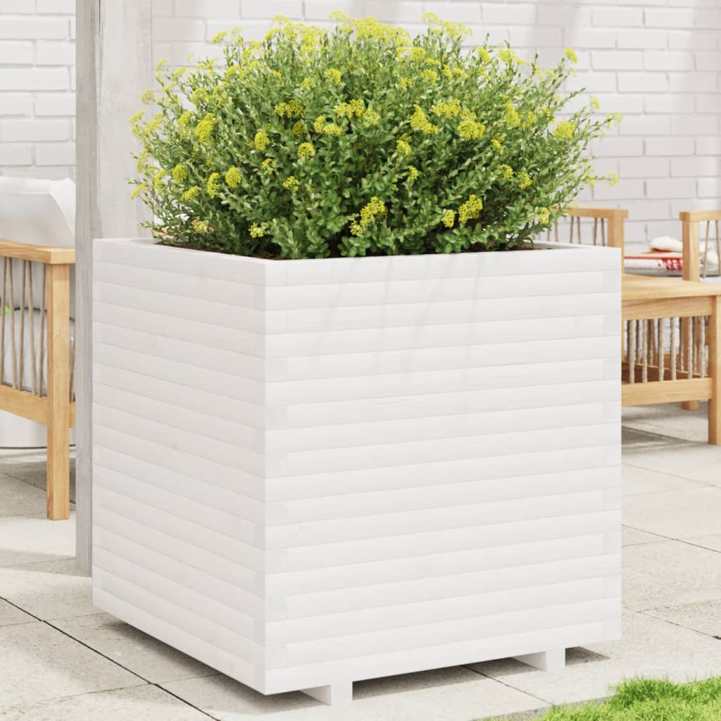 Jardinera Madera Maciza De Pino Blanco 70x70x72,5 Cm_1