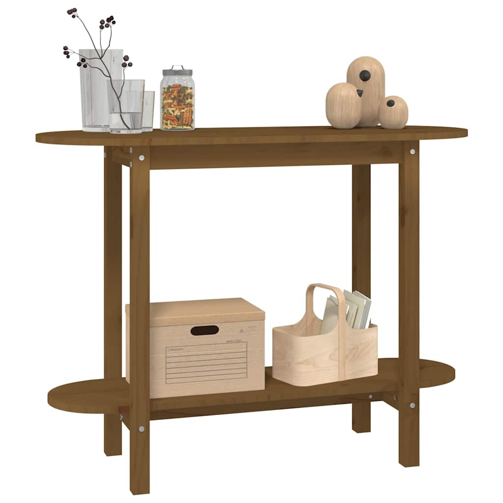 Mesa Consola De Madera Maciza De Pino Marrón Miel 110x40x80 Cm_2