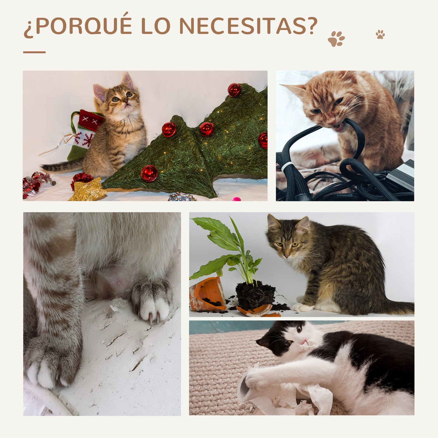 Pawhut Árbol Para Gatos Pequeño Con Túnel Poste Rascador Yute Juguete Colgante_5