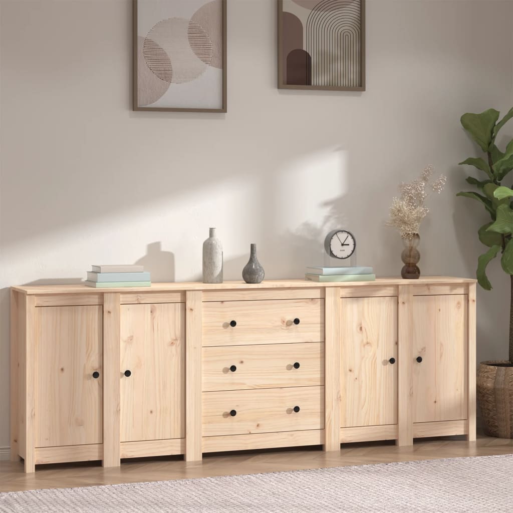 Aparador De Madera Maciza De Pino 230x35x80 Cm_0