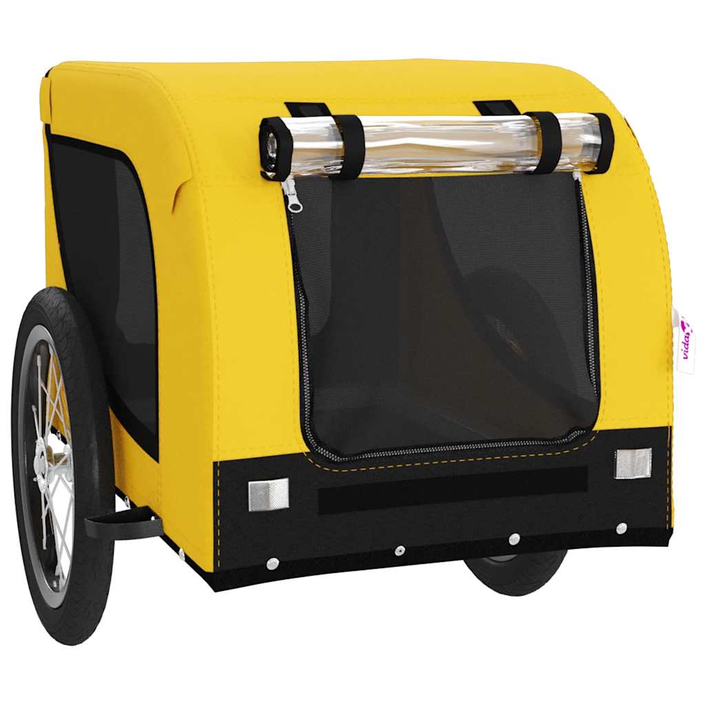 Remolque Bicicleta Mascotas Hierro Tela Oxford Amarillo Negro_2