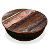 Mesa De Centro De Madera Maciza Reciclada Negra En Forma De Bol