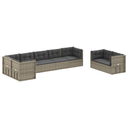 Vidaxl Set De Muebles De Jardín 8 Pzas Y Cojines Ratán Sintético Gris_0