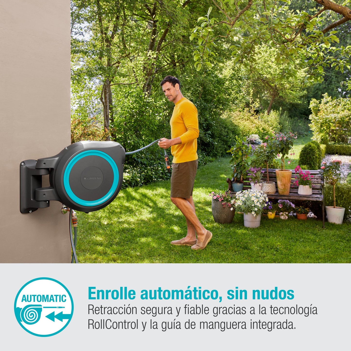 Portamanguera de pared RollUp XL 35 m Gardena (Reacondicionado)