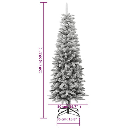 Vidaxl Árbol De Navidad Artificial Estrecho Con Nieve Pvc Y Pe 150 Cm_2