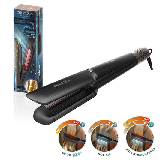 Cecotec Plancha De Pelo Con Aire Air Lisse Black. 600w, Protege El Cabello, Tecnología Iónica, Keratina Y Aceite De Argá_0