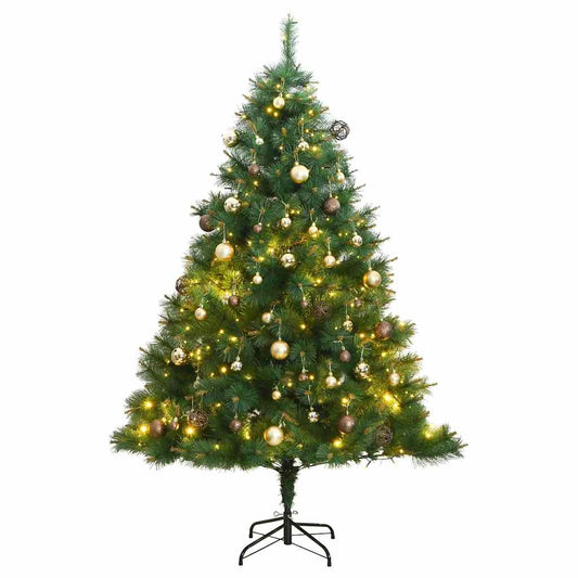 Vidaxl Árbol De Navidad Artificial Con Bisagras 300 Led Y Bolas 180 Cm_0