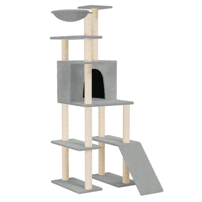 Vidaxl Rascador Para Gatos Con Postes De Sisal Gris Claro 166 Cm_0