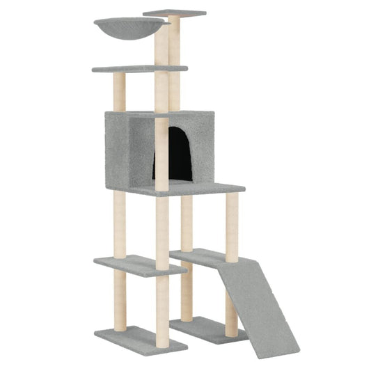 Vidaxl Rascador Para Gatos Con Postes De Sisal Gris Claro 166 Cm_0