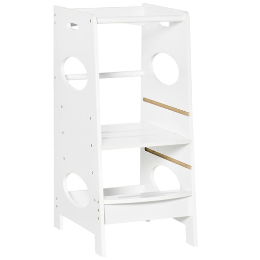 Homcom Torre De Aprendizaje De Madera Para Niños Con Altura Ajustable 40x50x90cm_0