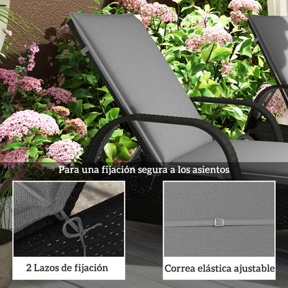 Outsunny Pack 2 Cojines Para Tumbonas Plegables 193x58x6 Cm Gris_5