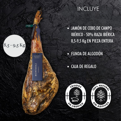 Montaraz® Jamon De Cebo De Campo Ibérico | 50% Raza Ibérica | Curación 24 Meses | Pieza De 8,5-9,5 Kg | 100% Natural_2