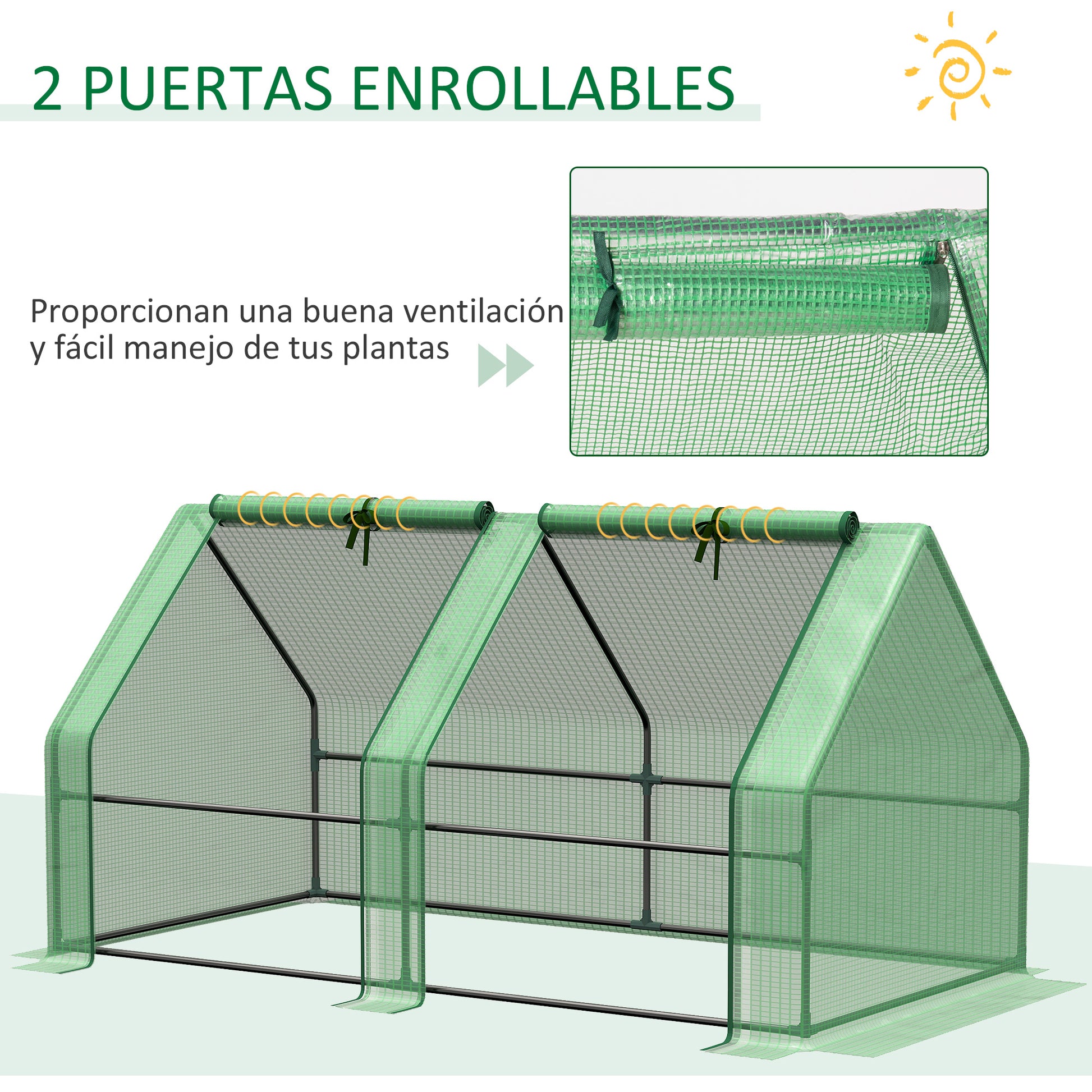 Outsunny Invernadero Jardín 180x90x90 Cm Tubo Acero Con 2 Ventanas Para Plantas_5