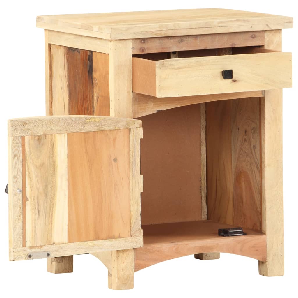 Mesita De Noche De Madera Maciza Reciclada 40x30x50 Cm_1