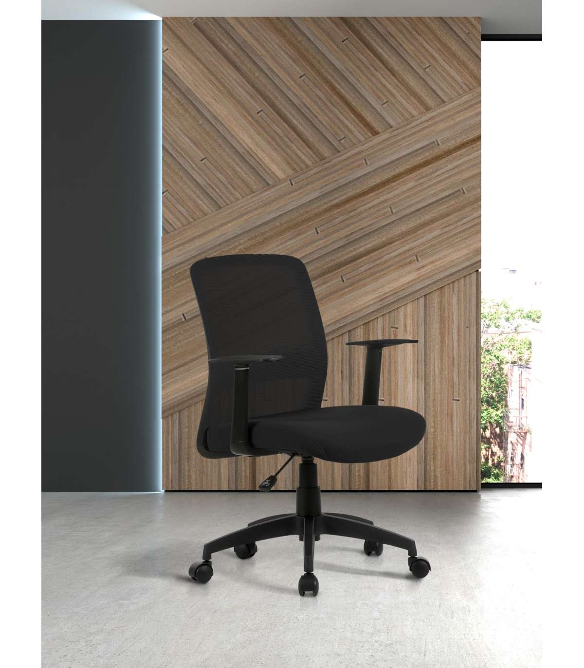 Silla Despacho Giratoria Elevable Acabado Negro, 61m(ancho) 87/94cm(altura) 59cm(fondo)_5
