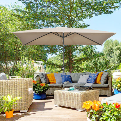 Outsunny Sombrilla Jardín Aluminio 200x300x253 Cm Inclinable Con Manivela Caqui_1