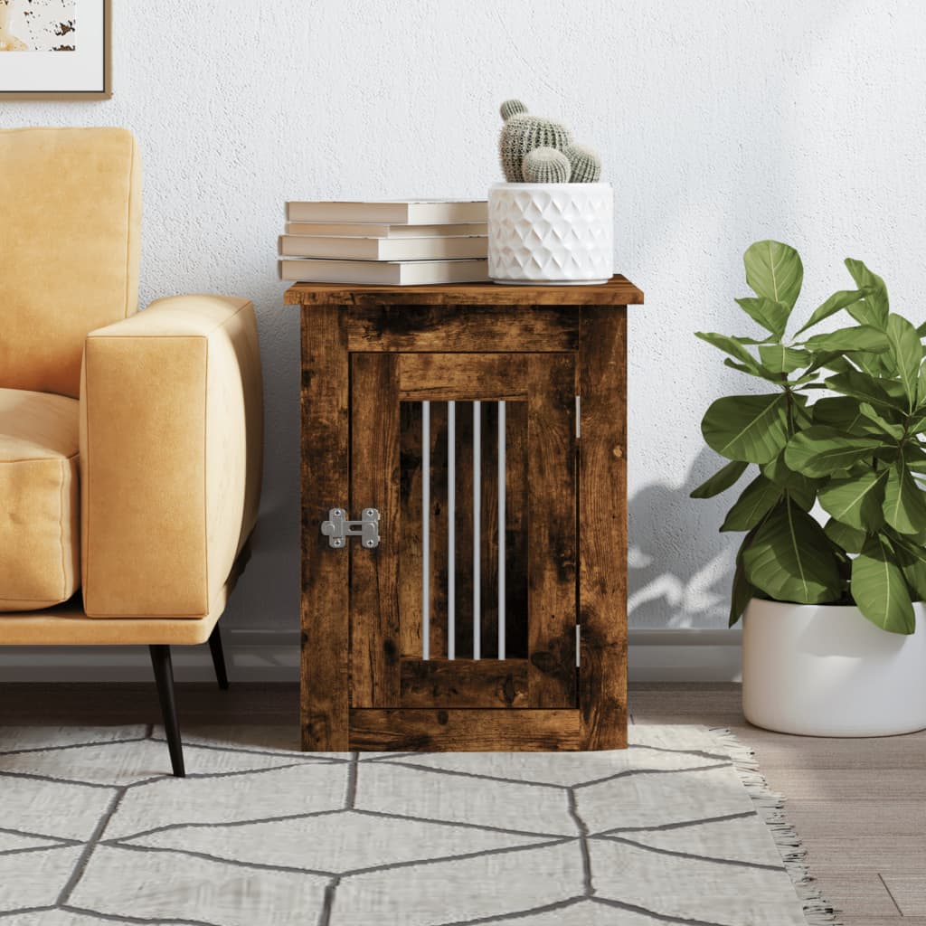 Jaula Para Perros Madera Ingeniería Roble Ahumado 45x62x59 Cm_2