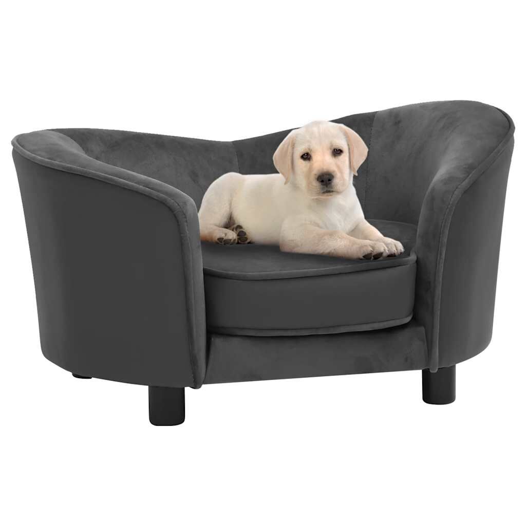 Vidaxl Sofá Para Perros Felpa Y Cuero Sintético Gris Oscuro 69x49x40 Cm_1