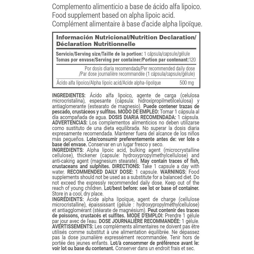 Ala (ácido Alfa Lipoíco) 500mg - 120 Cápsulas Vegetales - Anti Envejecimiento - Masmusculo_5