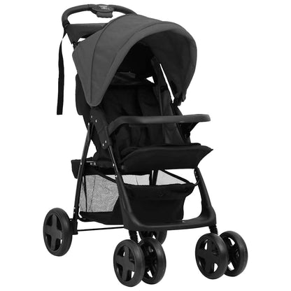 Vidaxl Carrito De Bebés 2 En 1 De Acero Gris Oscuro Y Negro_1