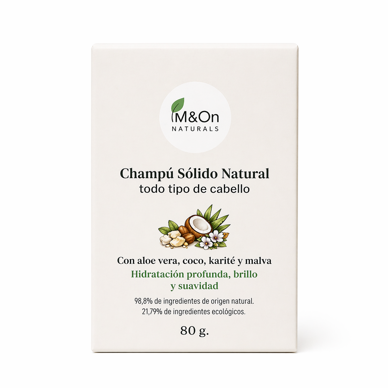 Champú Sólido para Cabello Normal 80 g | Aloe Vera, Karité y Malva | Hidratación y Brillo | M&On Naturals_0