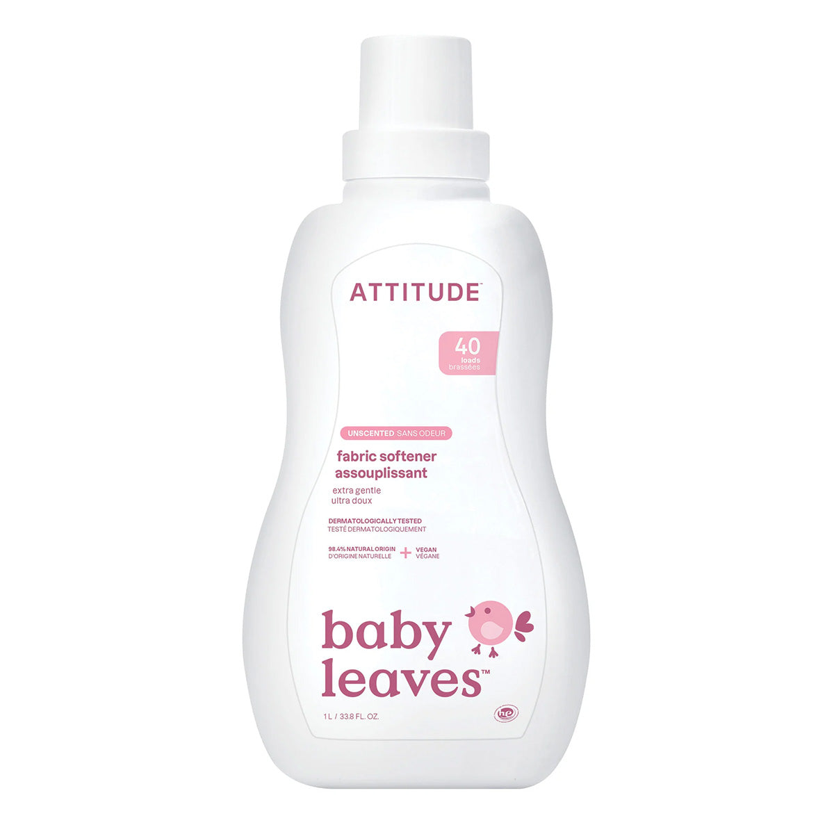 Amaciador de roupa sem fragrância Attitude 1 L para peles delicadas