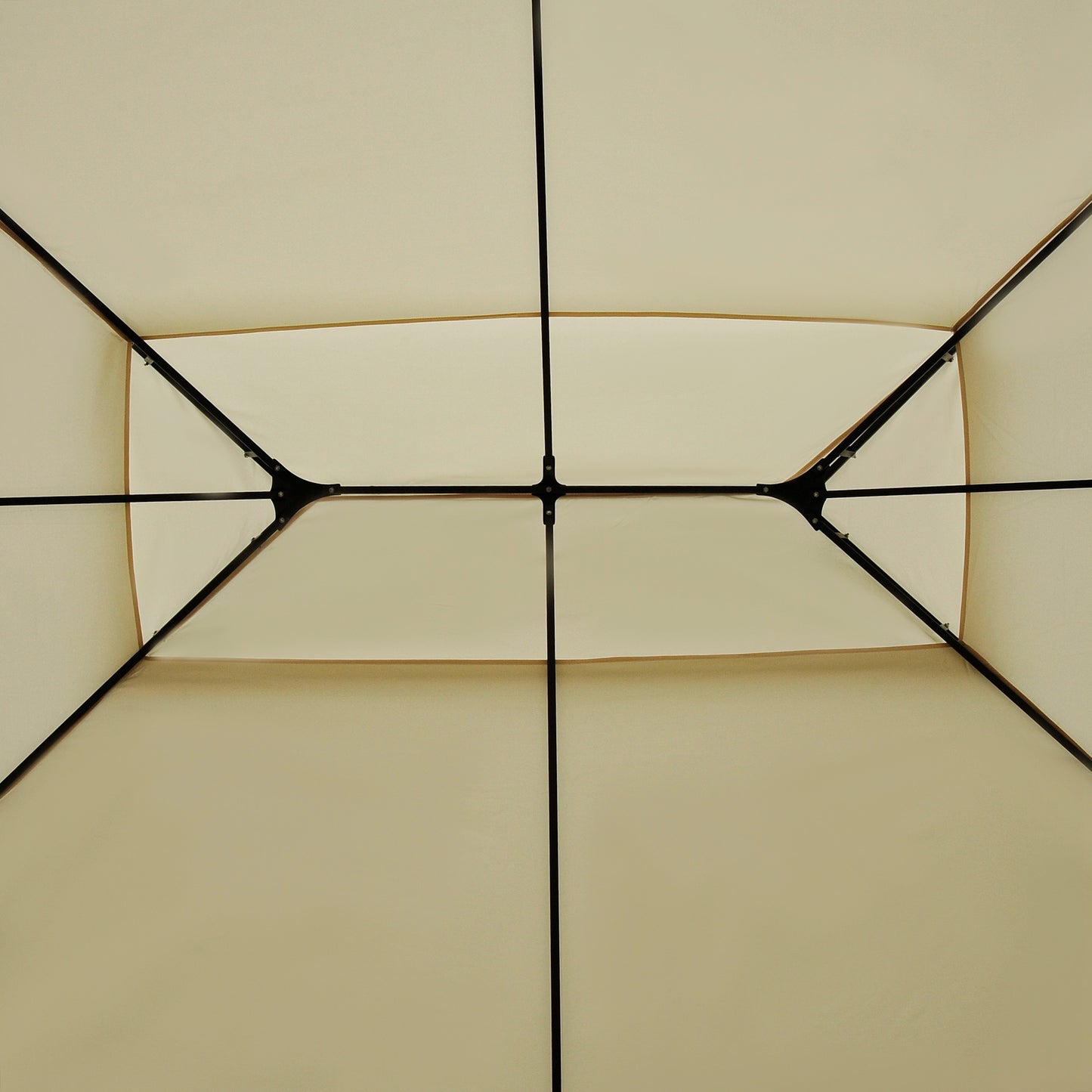 Outsunny Cenador De Jardín 3x4 M Con Paredes Laterales Doble Techo Crema_3