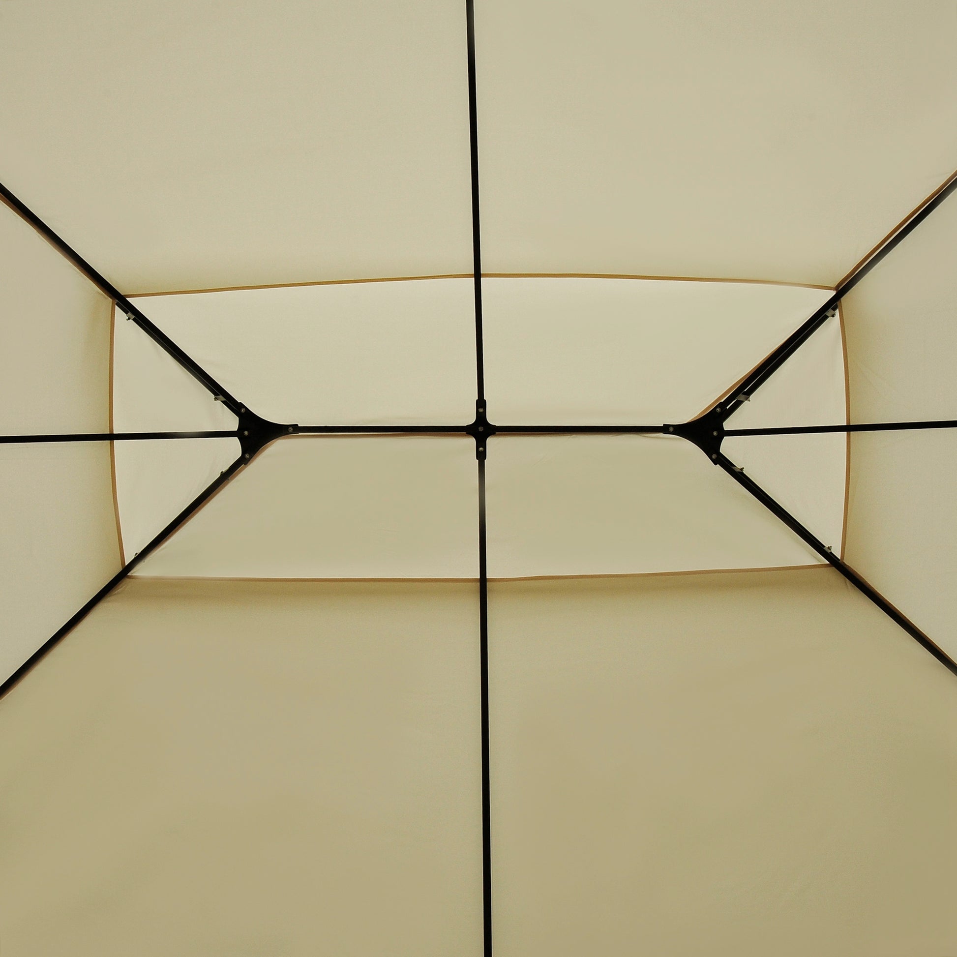 Outsunny Cenador De Jardín 3x4 M Con Paredes Laterales Doble Techo Crema_3
