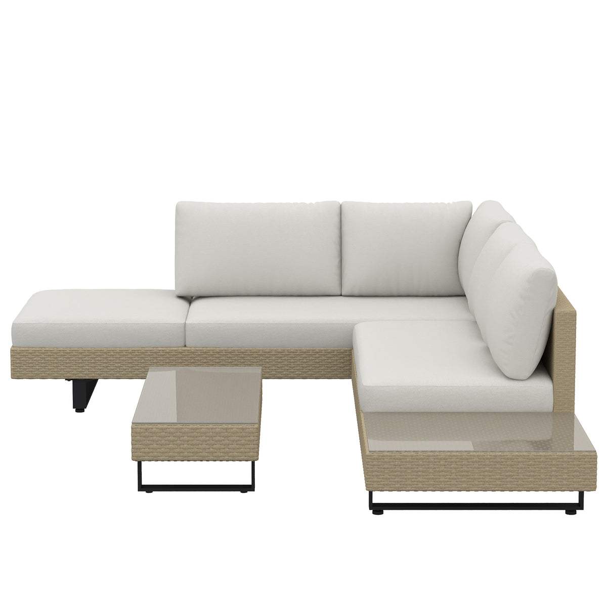 Conjunto De Jardín Outsunny Metal, Ratán Pe Beige 236x196x59 Cm_5