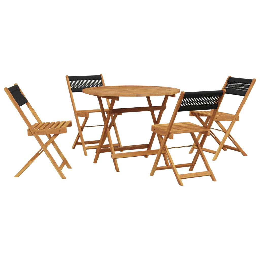 Set De Comedor Jardín 5 Pzas Polipropileno Madera Maciza Negro / Vetonek_2